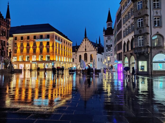 Munich Marienplatz at night