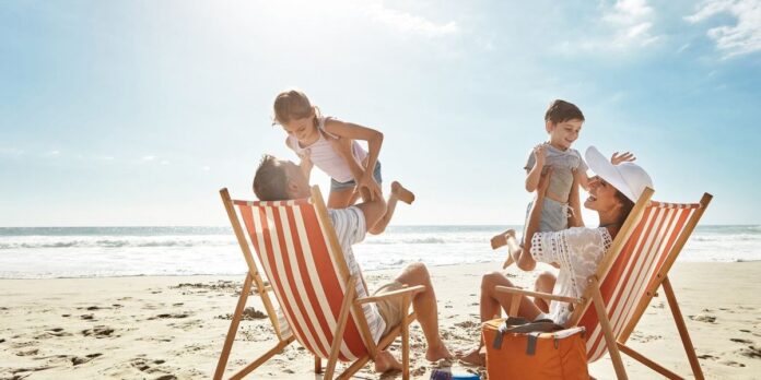 family in beach