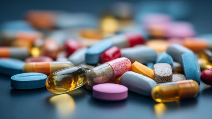 Close-up of colorful pills and capsules representing medication and treatment costs