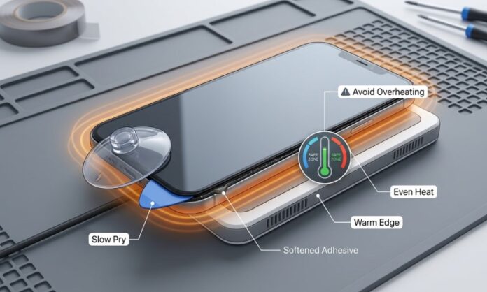 phone screen removal using heat tools