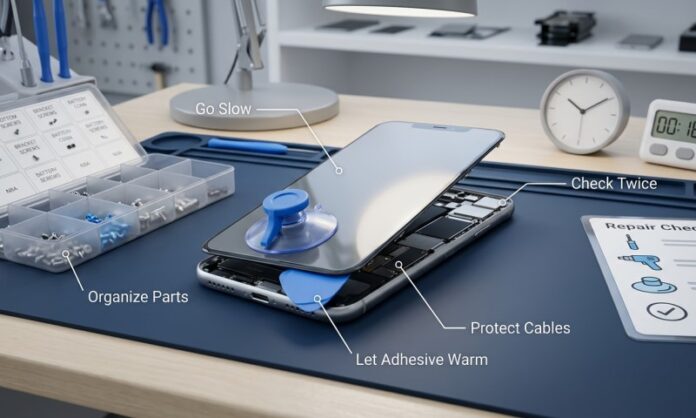 organization while picking apart a phone