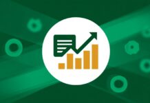 Illustration representing advanced Excel techniques with charts and upward trend arrow