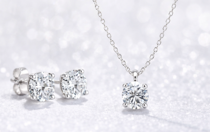 pairing of diamond studs with diamond necklaces
