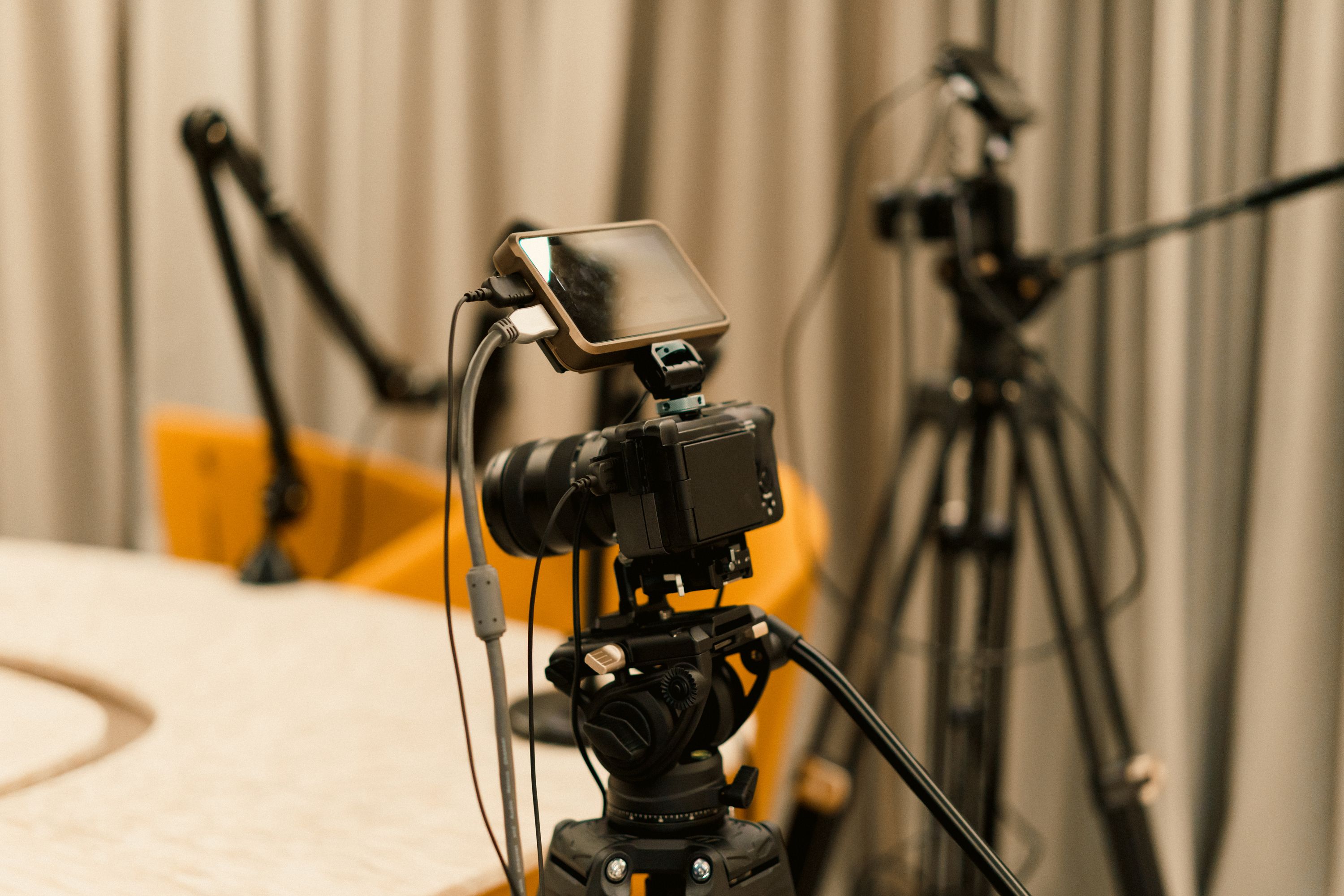 Professional streaming studio with cameras and equipment used to broadcast live dealer casino games